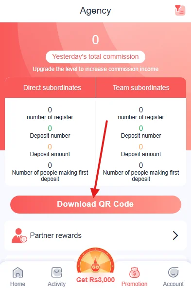 Click on download QR code